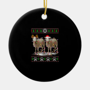 Sheep Christmas Tree Lights Santa Animal Gift Keramisch Ornament