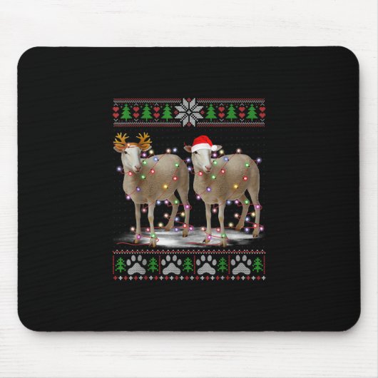 Sheep Christmas Tree Lights | Santa Animal Gift Muismat (Voorkant)