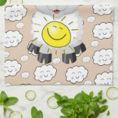 Sheep Clouds Sun Kitchen Hand Towel Theedoek (Gevouwen)
