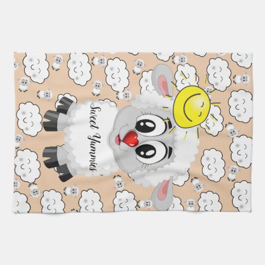 Sheep Clouds Sun Kitchen Hand Towel Theedoek (Horizontaal)