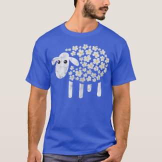 Sheep Daisy Kawaii Flowers Farmer Boerderij Animal T-shirt