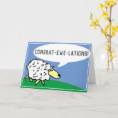 Sheep Design Cartoon met Awful Pun Kaart (Gele Bloem)