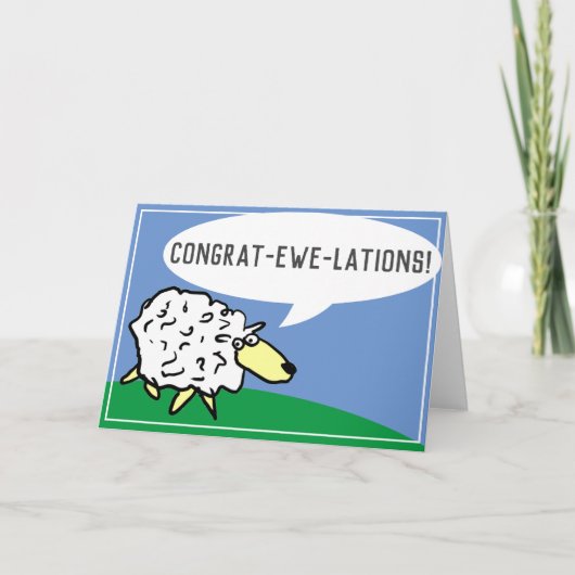 Sheep Design Cartoon met Awful Pun Kaart (Voorkant)