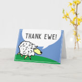 Sheep Design Cartoon met dank Ewe Pun Kaart (Gele Bloem)