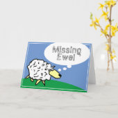 Sheep Design Cartoon met Ontbrekend Ewe Pun Kaart (Gele Bloem)