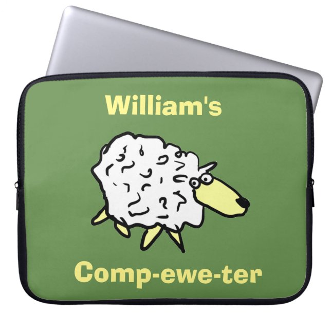 Sheep Design Comp-ewe-ter! Laptop Sleeve (Voorkant)