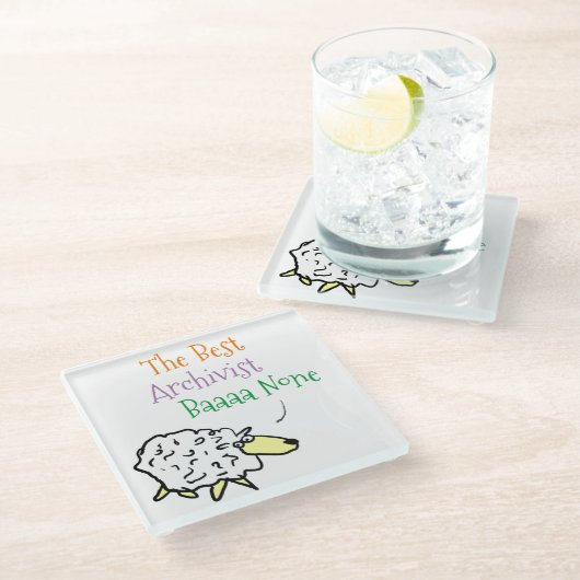 Sheep Design for a Archivist Glass Onderzetter Glazen Onderzetter (Schuin)