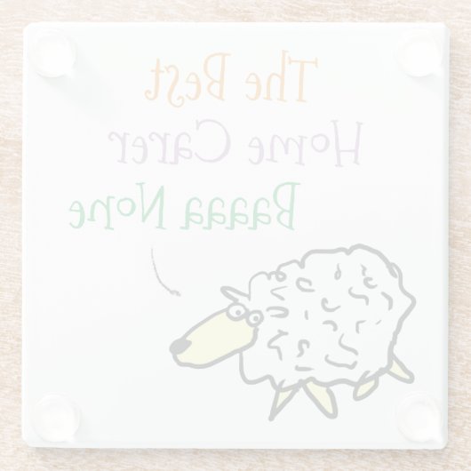 Sheep Design for a Home Carer Glass Coaster Glazen Onderzetter (Achterkant)