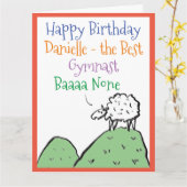 Sheep Design Happy Birthday bij een Gymnast Kaart (Gele Bloem)