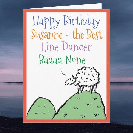 Sheep Design Happy Birthday tegen Line Dancer Kaart