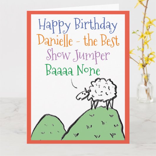 Sheep Design Happy Birthday tegen Show Jumper Kaart (Gele Bloem)