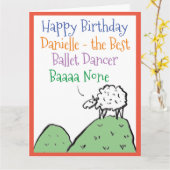 Sheep Design Happy Birthday voor een balletdanser Kaart (Gele Bloem)