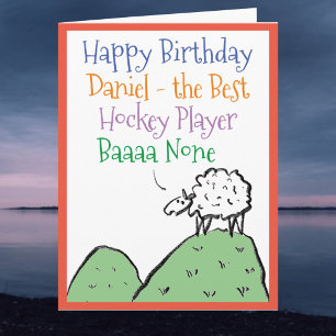 Sheep Design Happy Birthday voor een Hockey Player Kaart