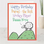 Sheep Design Happy Birthday voor een Hockey Player Kaart (Voorkant)