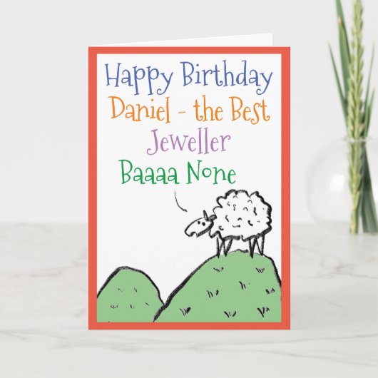 Sheep Design Happy Birthday voor een juwelier Kaart (Voorkant)