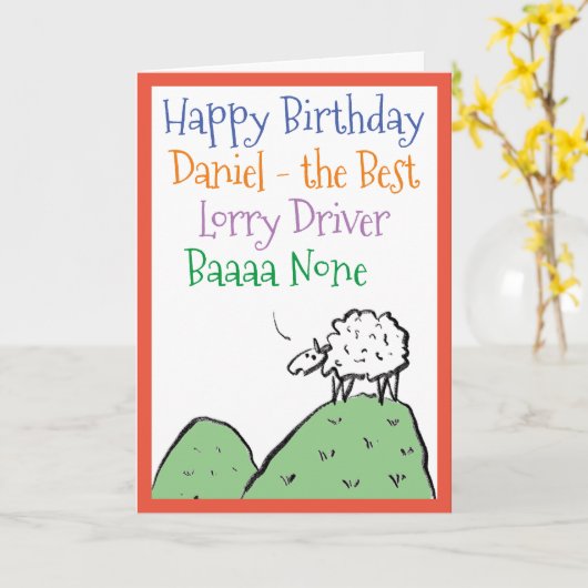 Sheep Design Happy Birthday voor een Truck Driver  Kaart (Gele Bloem)