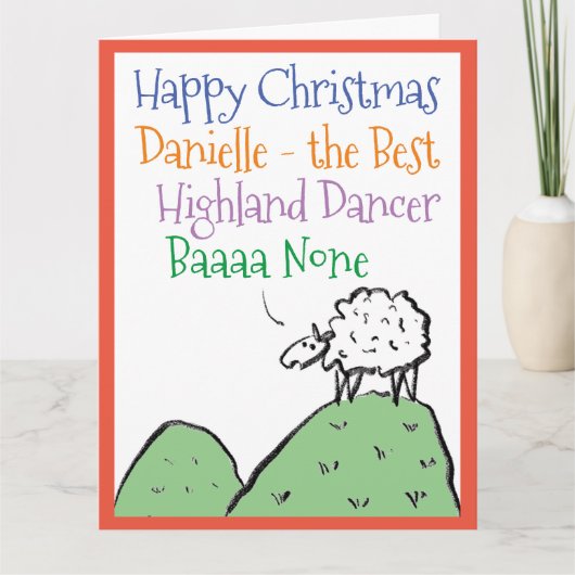 Sheep Design Happy Kerstmis met een hoge danseres Kaart (Voorkant)