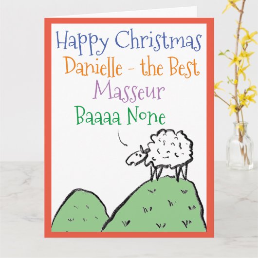Sheep Design Happy Kerstmis met een Masseurkaart Kaart (Gele Bloem)