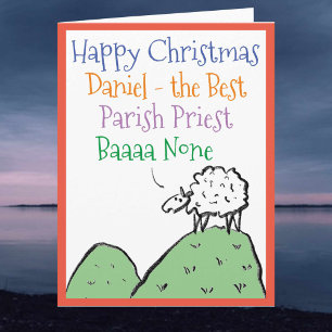 Sheep Design Happy Kerstmis met een parochie-pries Kaart