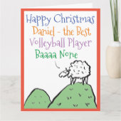 Sheep Design Happy Kerstmis tot Volleyball Player Kaart (Voorkant)