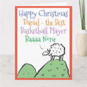 Sheep Design Happy Kerstmis voor Basketball Player Kaart (Voorkant)