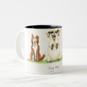 "Sheep Dog"-Mok. Tweekleurige Koffiemok (Voorkant links)