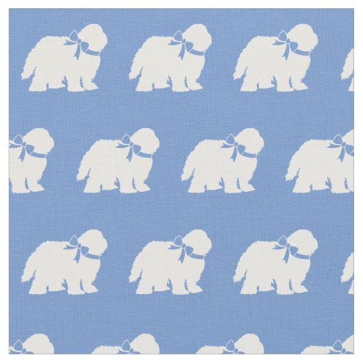 Sheep Dog Silhouette Pet Light Blue Stof (Close Up)