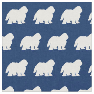 Sheep Dog Silhouette Pet Navy Blue Stof
