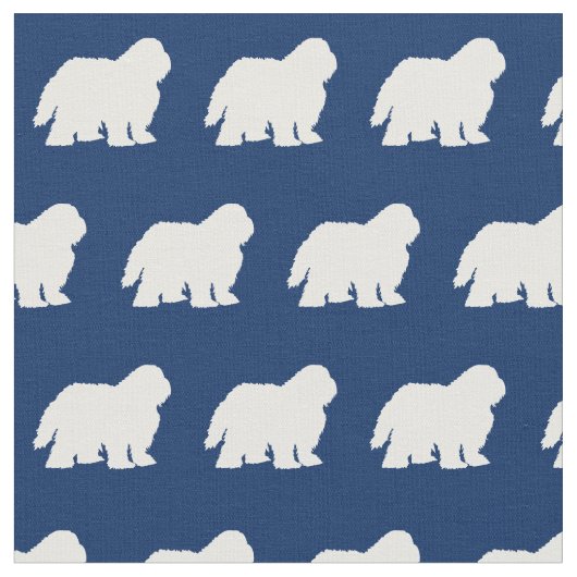 Sheep Dog Silhouette Pet Navy Blue Stof (Close Up)