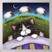 Sheep Dreams Fantasy Cat Art Print (Voorkant)