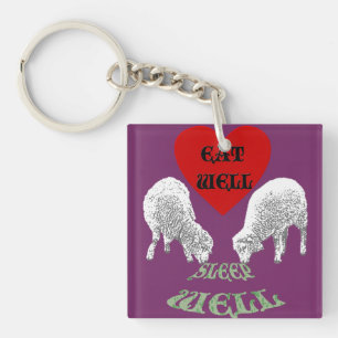 Sheep "Eat Well to Sleep Well" Sleutelhanger