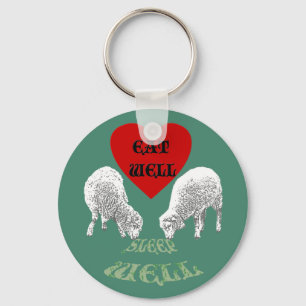 Sheep "Eat Well to Sleep Well" Sleutelhanger