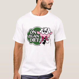 Sheep Eating Flower Saying “On Vegan Diet”  T-shirt