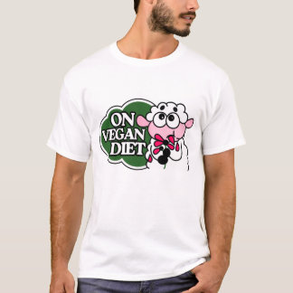 Sheep Eating Flower Saying “On Vegan Diet”  T-shirt