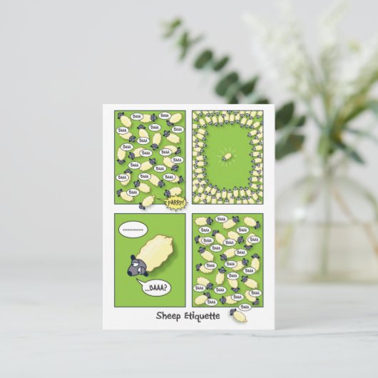 Sheep Etiquette Briefkaart (Staand voorkant)