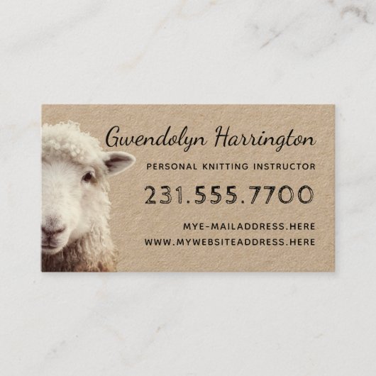 Sheep Face Breien Wool Arts Visitekaartje (Voorkant)