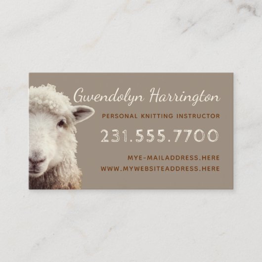 Sheep Face Breien Wool Arts Visitekaartje (Voorkant)