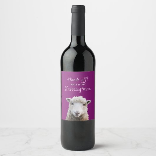 Sheep Face Knitting Wine Gezegde Aangepast label Wijn Etiket (Voorkant)