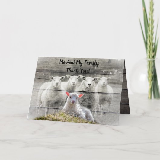 Sheep Flock Baby Lamb Hartelijk dank Bedankkaart (Voorkant)