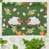 Sheep Green Oranje Hearts Fairy Kitchen Hand Towel Theedoek (Gevouwen)