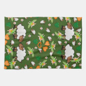 Sheep Green Oranje Hearts Fairy Kitchen Hand Towel Theedoek (Horizontaal)
