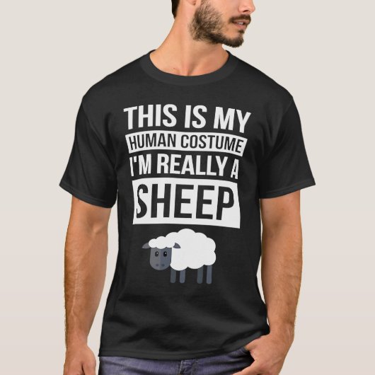Sheep Halloween This Is My Human Costume I'm Reall T-shirt (Voorkant)