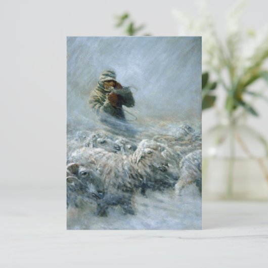 Sheep Herder, Storm door Newell Convers Wyeth Informatiekaartje (Staand voorkant)