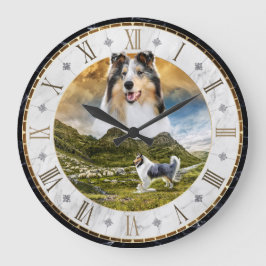 Sheep Herding Blue Merle Rough Collie Dog - Grote Klok