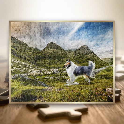 Sheep Herding Blue Merle Rough Collie - Legpuzzel