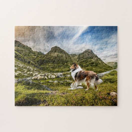 Sheep Herding Mahogany Sable Rough Collie - Legpuzzel (Horizontaal)