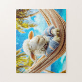 Sheep in hammock under palm tree legpuzzel (Verticaal)
