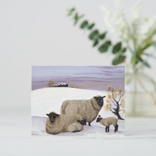 Sheep in Winter Briefkaart (Staand voorkant)