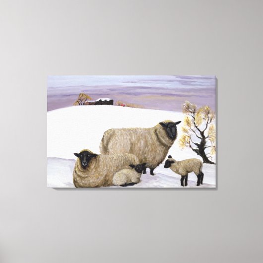 Sheep in Winter Canvas Afdruk (Voorkant)