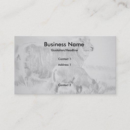 Sheep Lamb Pencil Drawing Business Cards Visitekaartje (Voorkant)